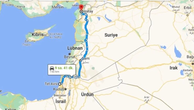 Türkiye İsrail ortasındaki kaç km, kaç kilometredir?