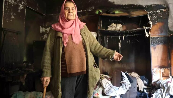 Mumdan çıkan yangında yaşlı bayan kurtuldu